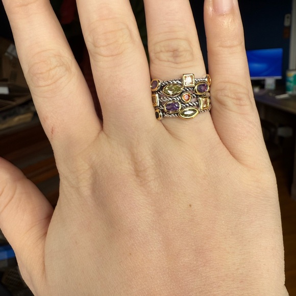 UNY JEWEL Ring Beautiful Multi CZ Twisted Cable Wire Designer - Picture 4 of 6